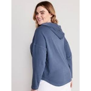 Old Navy Garment-Dyed French Terry Henley Hoodie - Blue
